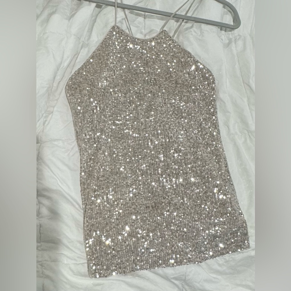 Banana Republic silver sequins top